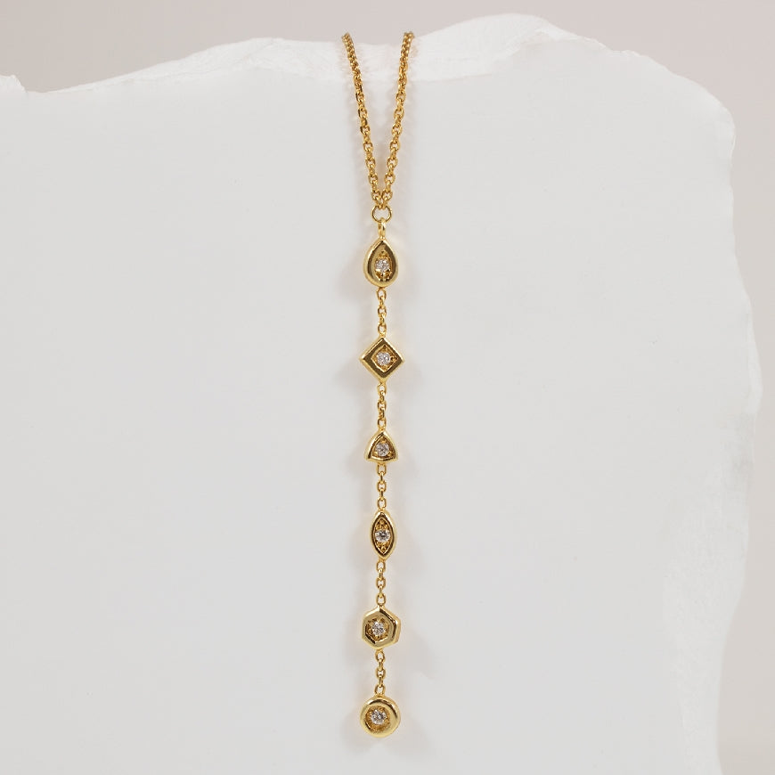 14KY Multi Shape Diamond Lariat Necklace
14K Yellow Gold Natural Diamond Lariat Necklace
0.15 Total Natural Diamond Weight
Chain Length 18' (Adjustable)