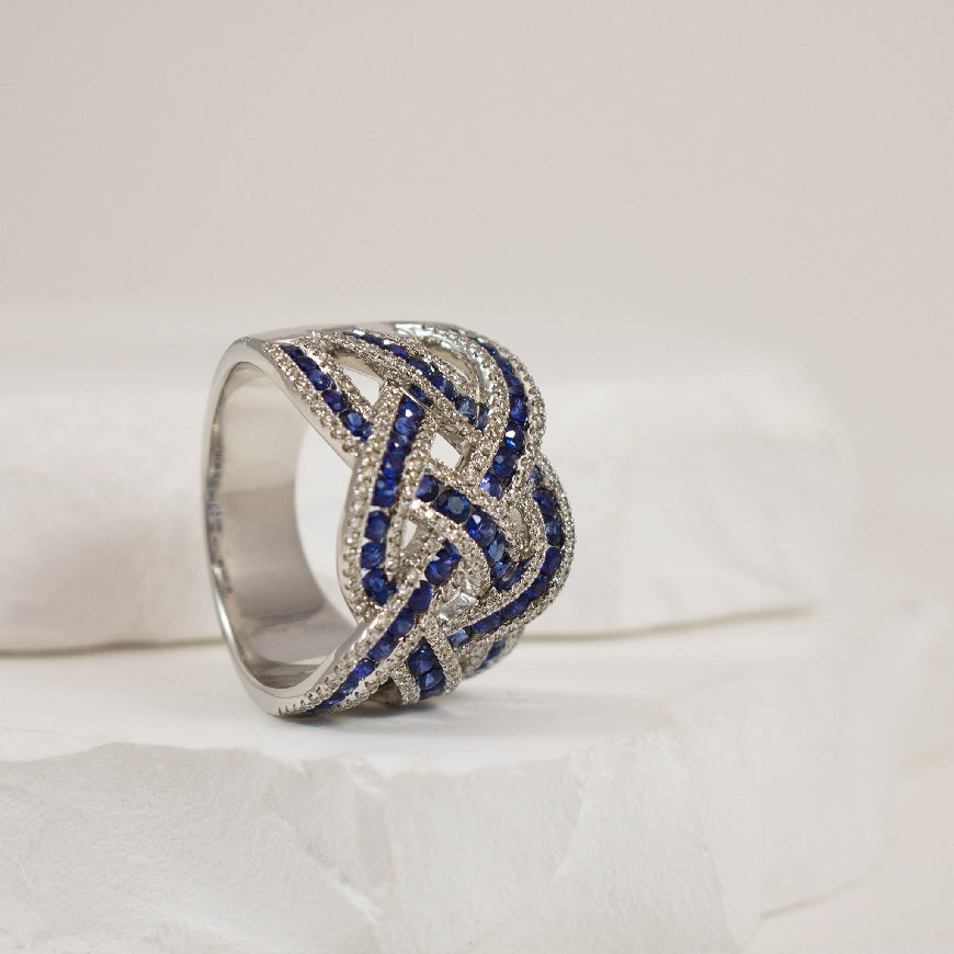 14KW Roman & Jules Braided Sapphire & Diamond Ring