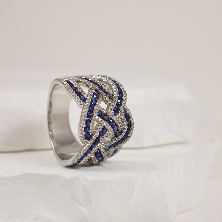 14KW Roman & Jules Braided Sapphire & Diamond Ring