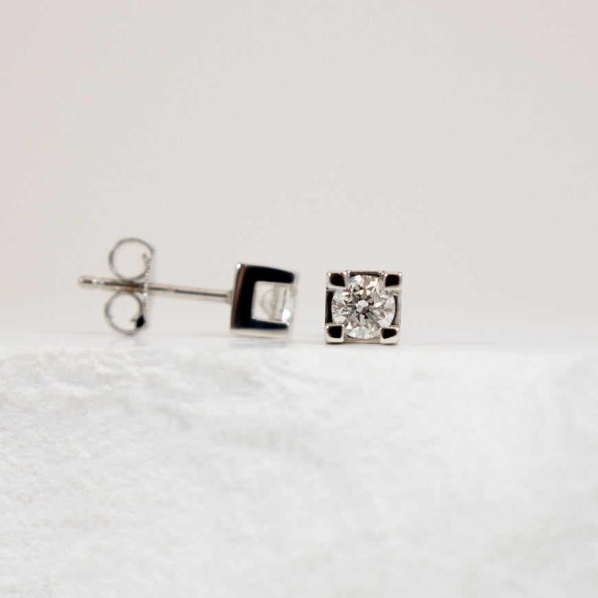 14KW 0.40CT Round Diamond Solitaire Earrings
14K White Gold Natural Canadian Diamond Solitaire Earrings
0.40 Total Natural Round Brilliant Cut Canadian Diamond Weight I1 Clarity, G Colour VG Cut
Earring Closure Post with Butterfly Bac
