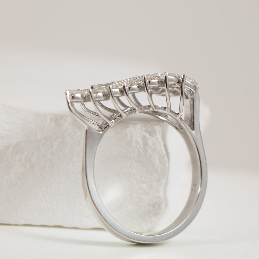 14KW Marquise & Baguette Cut Diamond Leaf Ring