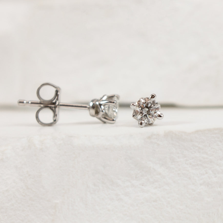 14KW 0.50CT Round Diamond Solitaire Earrings
14K White Gold Natural Diamond Solitaire Earrings
0.50 Total Natural Round Brilliant Cut Diamond Weight I1 Clarity, H Colour, VG Cut
Earring Closure Post with Butterfly Back