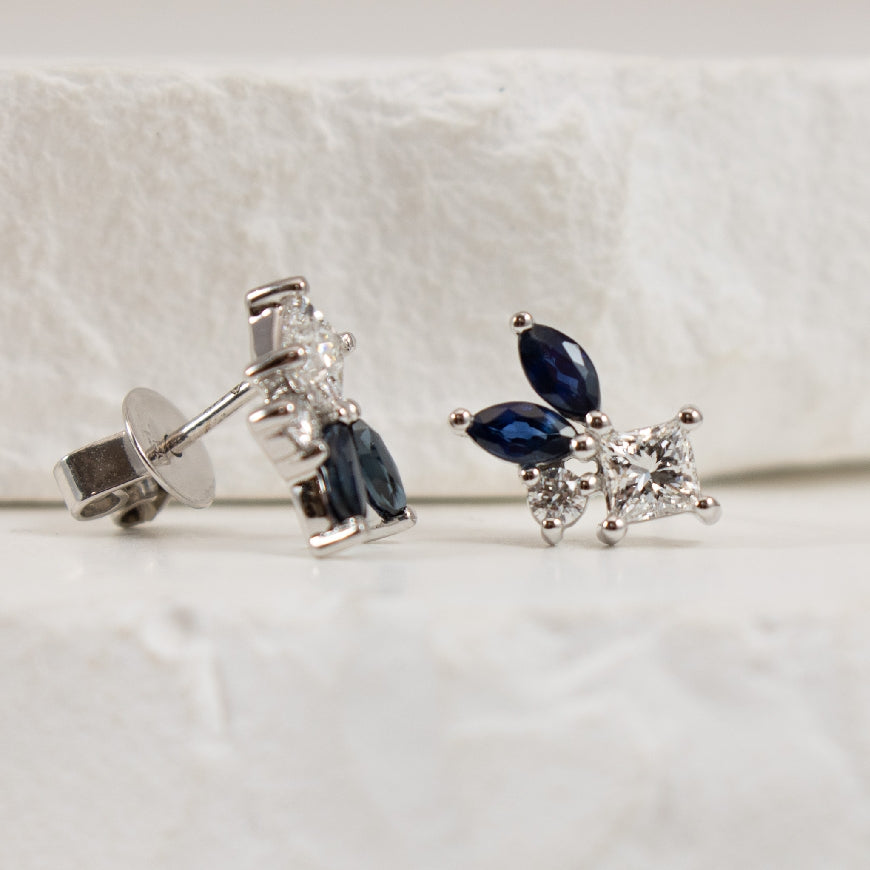 14KW Sapphire & Canadian Diamond Accented Earrings
14K White Gold Sapphire & Canadian Diamond Accented Earrings
0.42 Total Natural Diamond Weight SI2 Clarity, FG Colour
Earring Closure Post with Butterfly Back