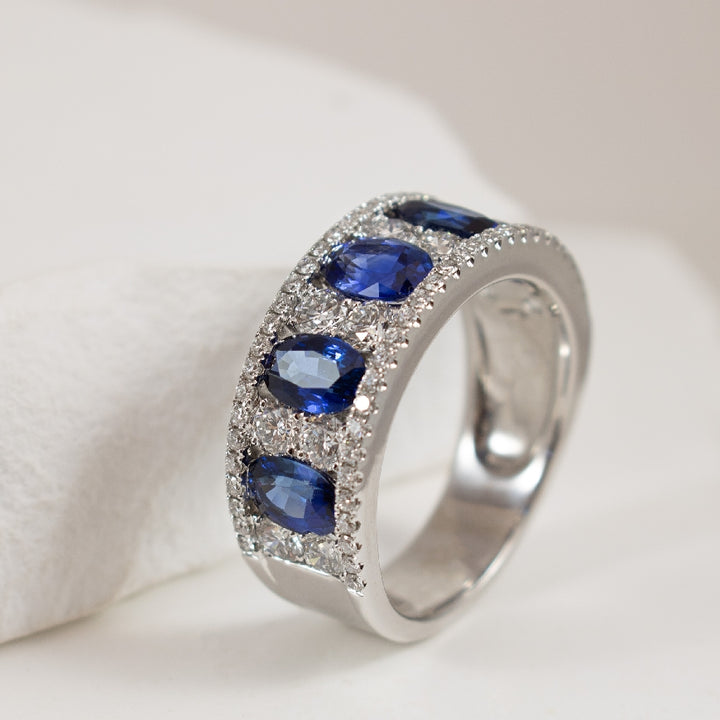 14KW 2.76CT Oval Cut Sapphire & Diamond Ring