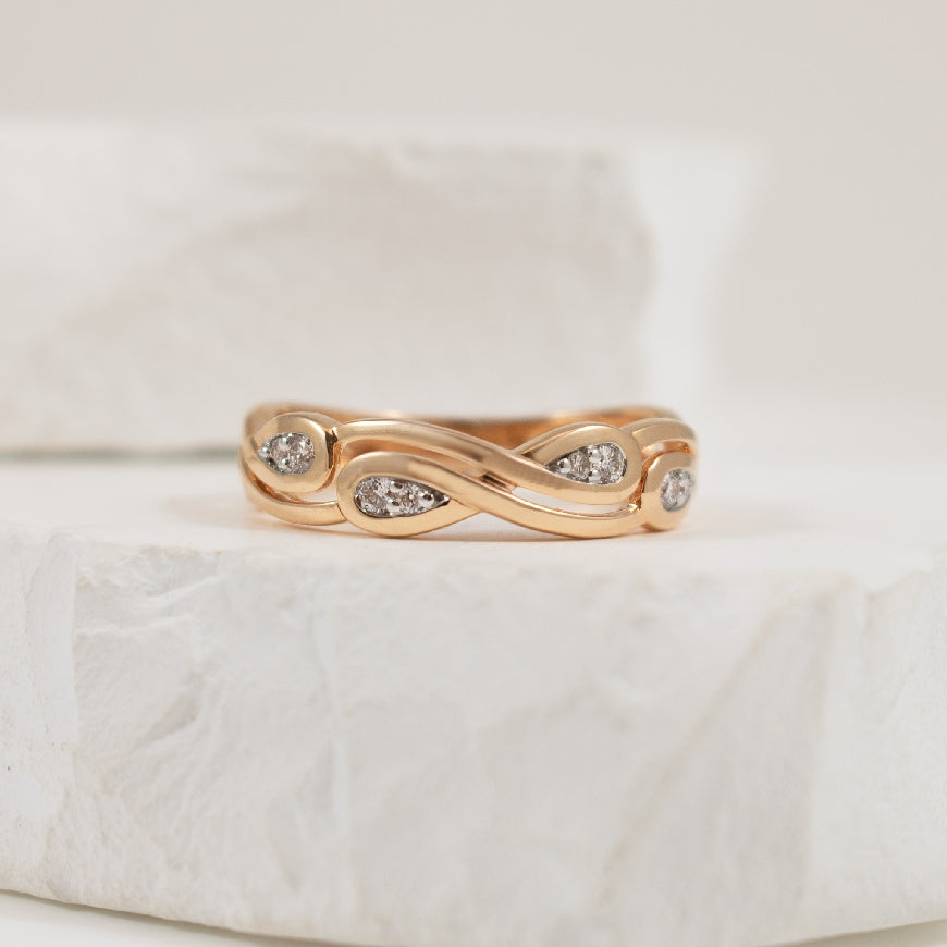 14KR Diamond Infinity Ring
14K Rose Gold Natural Diamond Infinity Ring
0.11 Total Natural Diamond Weight
Finger Size 6.5