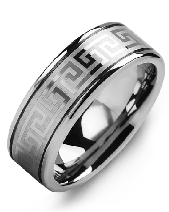 Madani Tungsten Greek Key 8mm Band
Madani Tungsten Alternative Band
Greek Key Pattern with Polished Edge Finish
Width 8mm
Finger Size 10.5