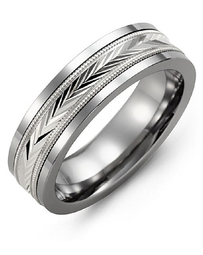 Madani 10KW & Tungsten Carved 7mm Band
Madani 10K White Gold & Tungsten Alternative Band
Width 7mm
Finger Size 10.5