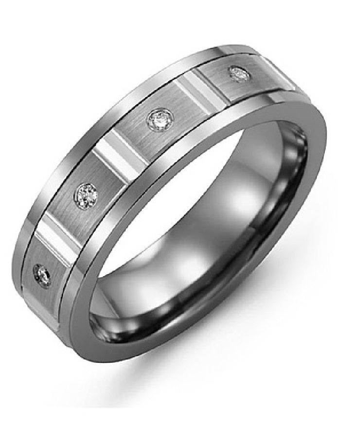 Madani 10KW Diamond & Tungsten Band
Madani 10K White Gold Diamond & Tungsten Alternative Band
0.06 Total Diamond Weight
Width 7mm
Finger Size 10
