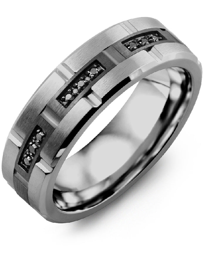 Madani 10KW Black Diamond & Tungsten 7mm Band
Madani 10K & Tungsten Natural Black Diamond Alternative Band
0.09 Total Diamond Weight
Width 7mm
Finger Size 10
