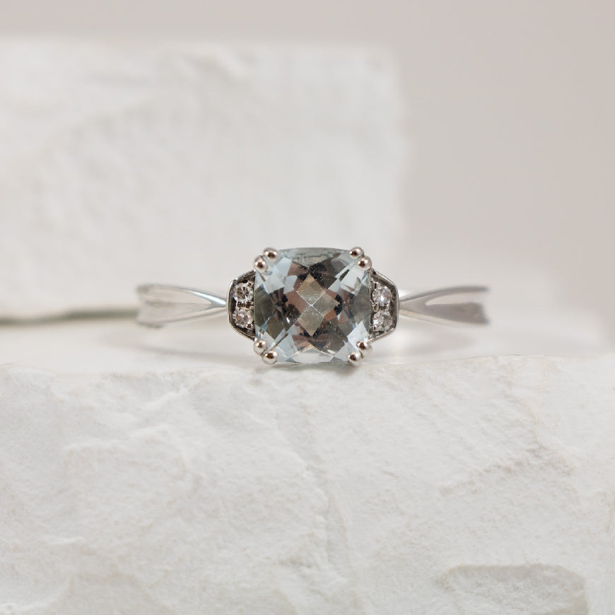 10KW Aquamarine & Diamond Ring
10K White Gold Aquamarine & Diamond Ring
0.02 Total Natural Diamond Weight
Finger Size 6.75