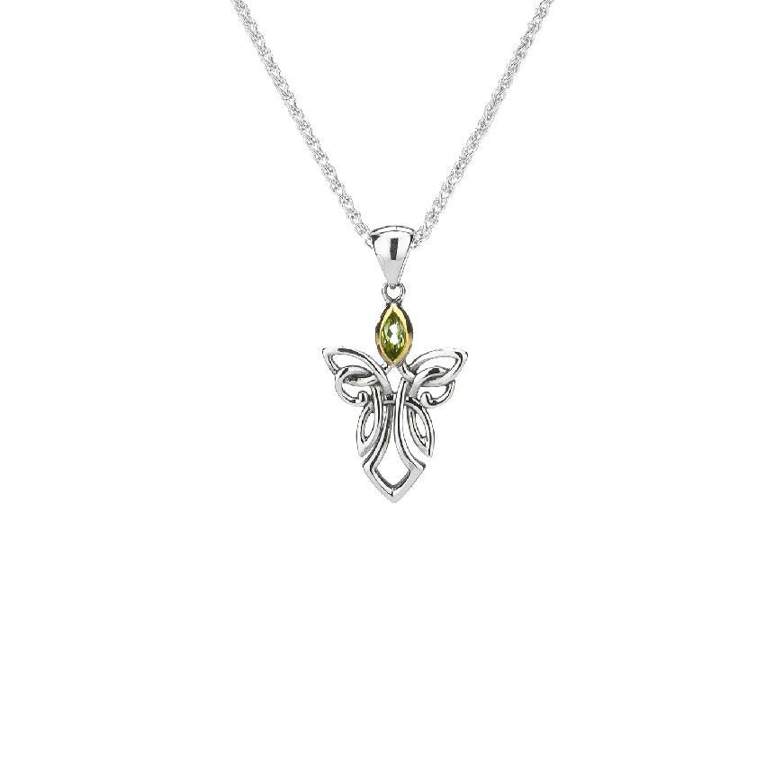 SS & 10KY Celtic Peridot Guardian Angel Necklace
Sterling Silver & 10K Yellow Gold Keith Jack Peridot Guardian Angel Necklace
Pendant Size Small
Accented with Peridot
Chain Length 18'