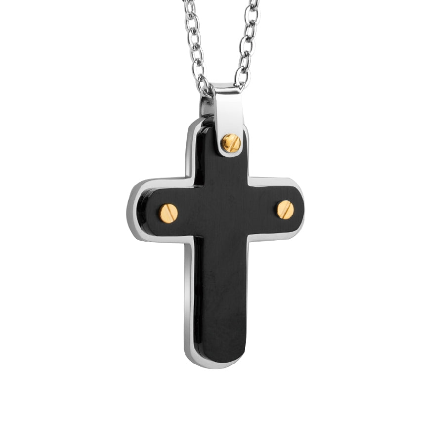 Italgem Stainless S. Black Finished Cross Necklace
Italgem Stainless Steel Black Finished Cross Necklace with Matte Gold Accent
Chain Length 26' (Adjustable to 24')