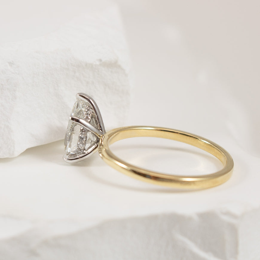 14KY Pear Solitaire & Hidden Halo Engagement Ring