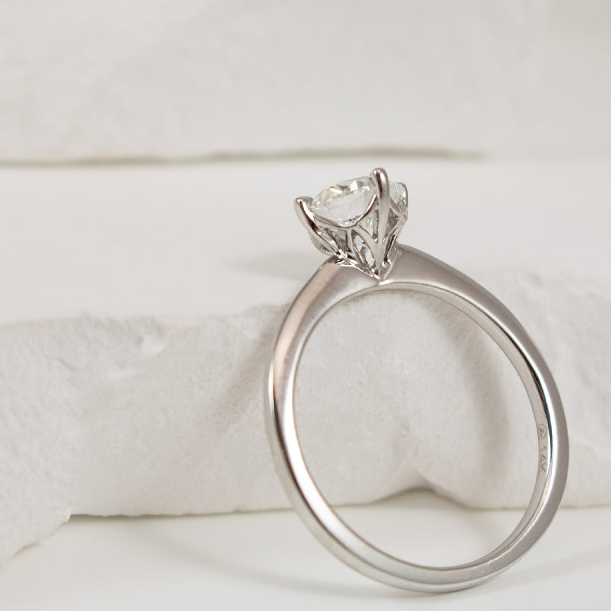 14KW Compass Set Solitaire Diamond Engagement Ring