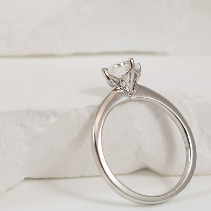 14KW Compass Set Solitaire Diamond Engagement Ring