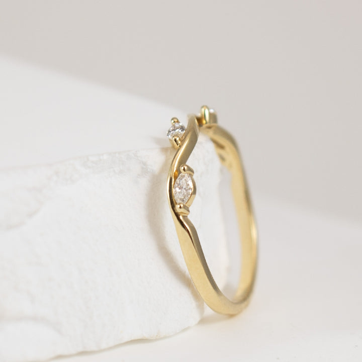 14KY Marquise Cut Diamond Vine Band