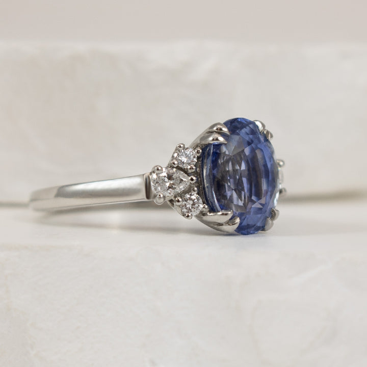 Platinum 4.03CT Oval Cut Cornflower Sapphire Ring