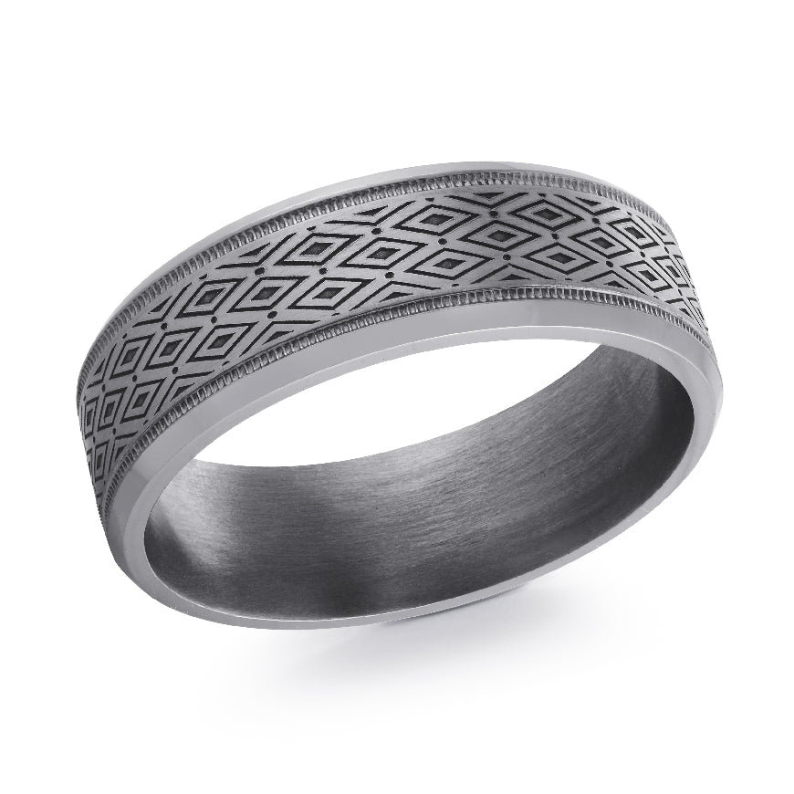 Malo Geometric Tantalum Alternative 7mm Band
Malo Geometric Tantalum Alternative Band
Laser Engraved Center with Polished Edge Finish
Width 7mm
Finger Size 10