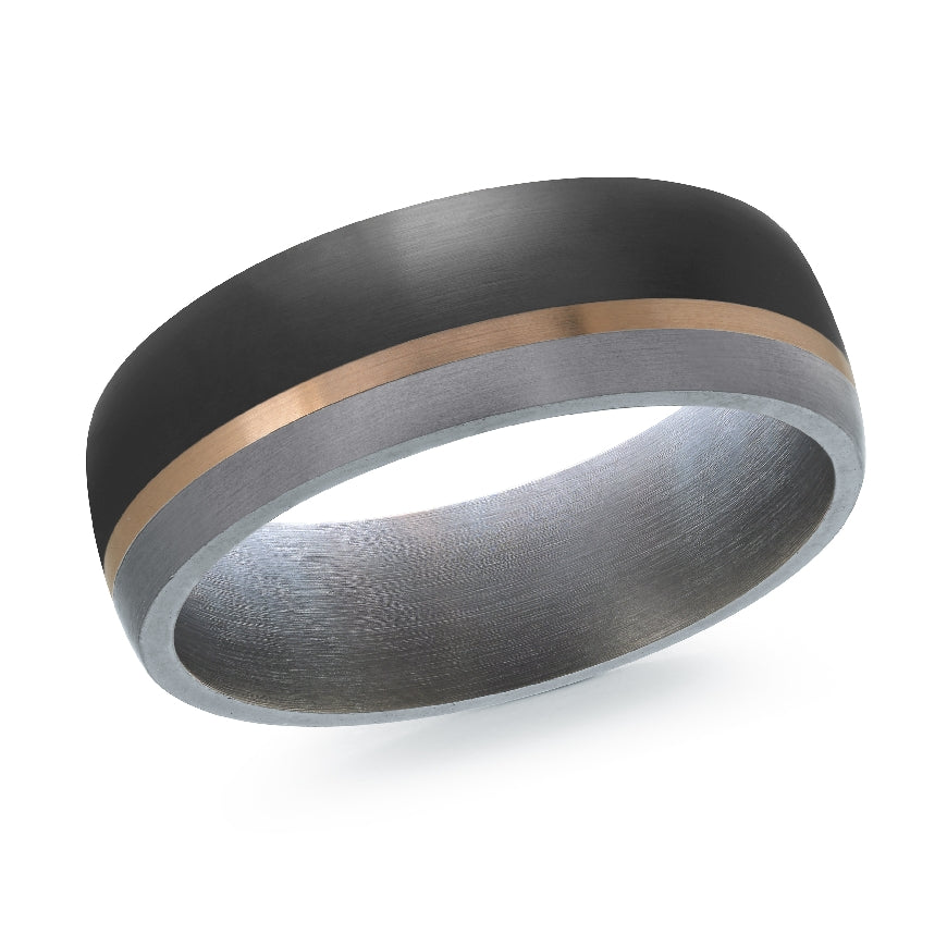 Mardini 14KR, Tantalum & Carbon Fiber 7mm Band
Mardini 14K Rose Gold, Tantalum & Carbon Fiber Alternative Band
Satin Finish
Width 7mm
Finger Size 10