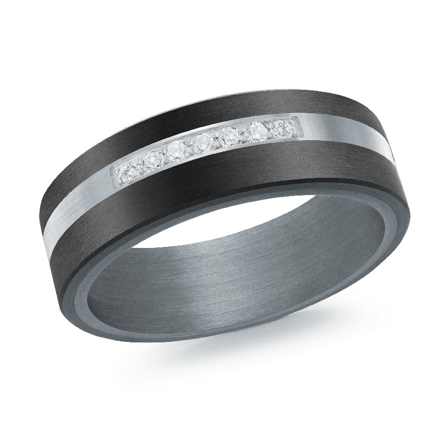 Mardini Mixed Metal & Diamond 7mm Band
Mardini 14K White Gold with Tantalum & Natural Diamond Alternative Band
0.11 Total Natural Diamond Weight
Finger Size 10