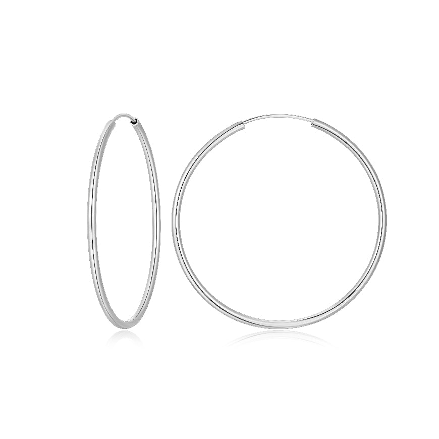 REIGN COLLECTION STERLING SILVER & RHODIUM PLATE
50X2MM ENDLESS HOOP EARRINGS