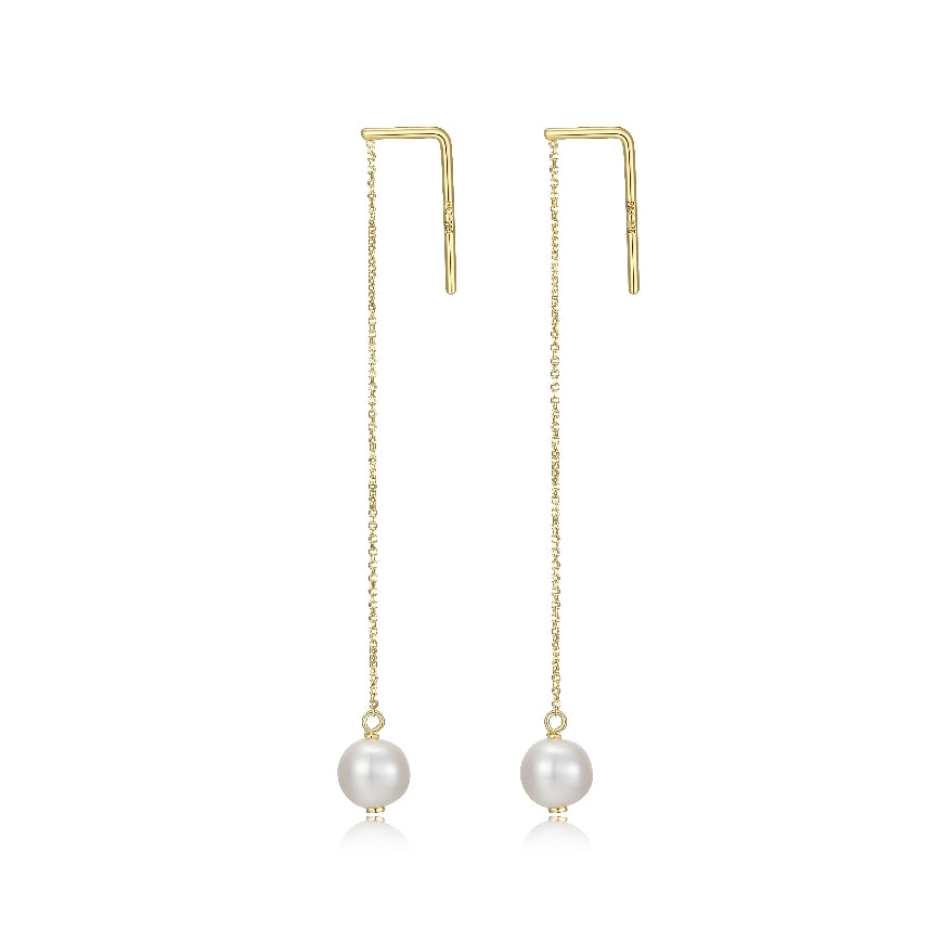 REIGN COLLECTION STERLING SILVER & 23K GOLD PLATE
PEARL DROP EARRINGS 6MM
