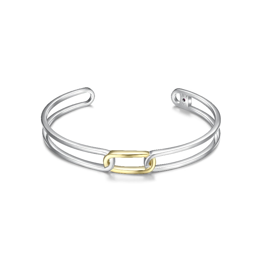 Elle Collection SS & G/R Plate Cuff Bracelet
Elle Collection Sterling Silver & Gold/Rhodium Plate 'Parallel' Cuff Bracelet