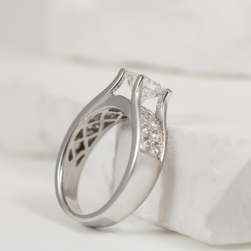 14KW S.Kashi Princess Cut Diamond Engagement Ring