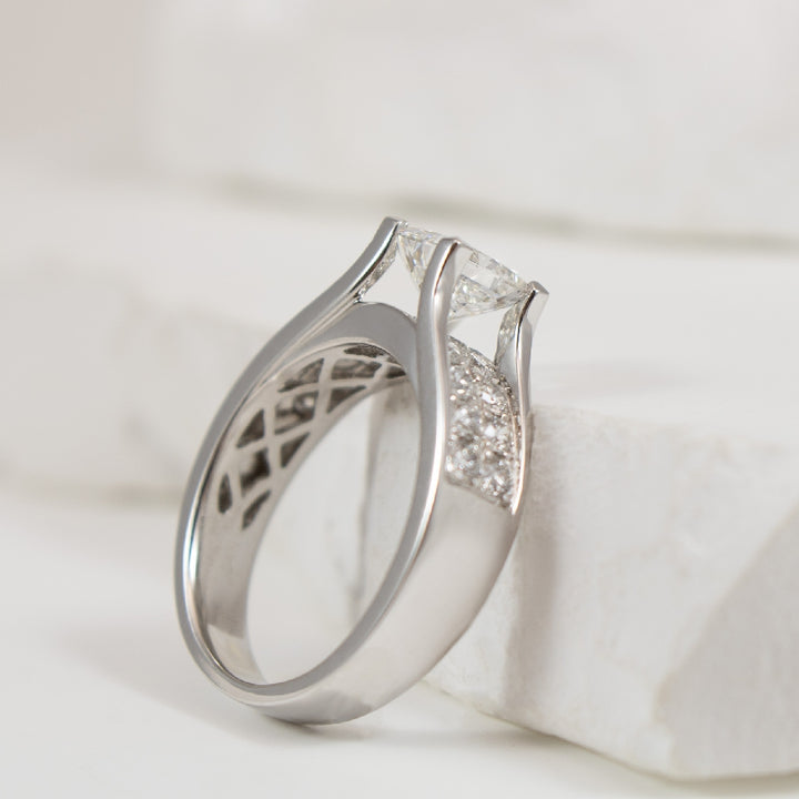14KW S.Kashi Princess Cut Diamond Engagement Ring