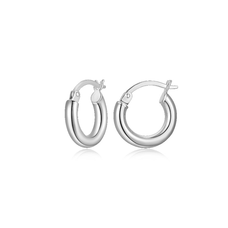 REIGN COLLECTION STERLING SILVER & RHODIUM PLATE
15X3MM TUBE HOOP EARRINGS
