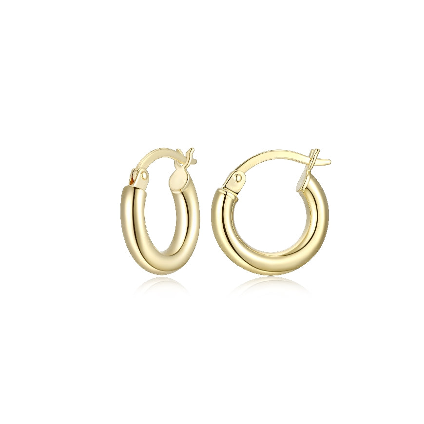 REIGN COLLECTION STERLING SILVER & 23K GOLD PLATE
25X4MM TUBE HOOP EARRINGS