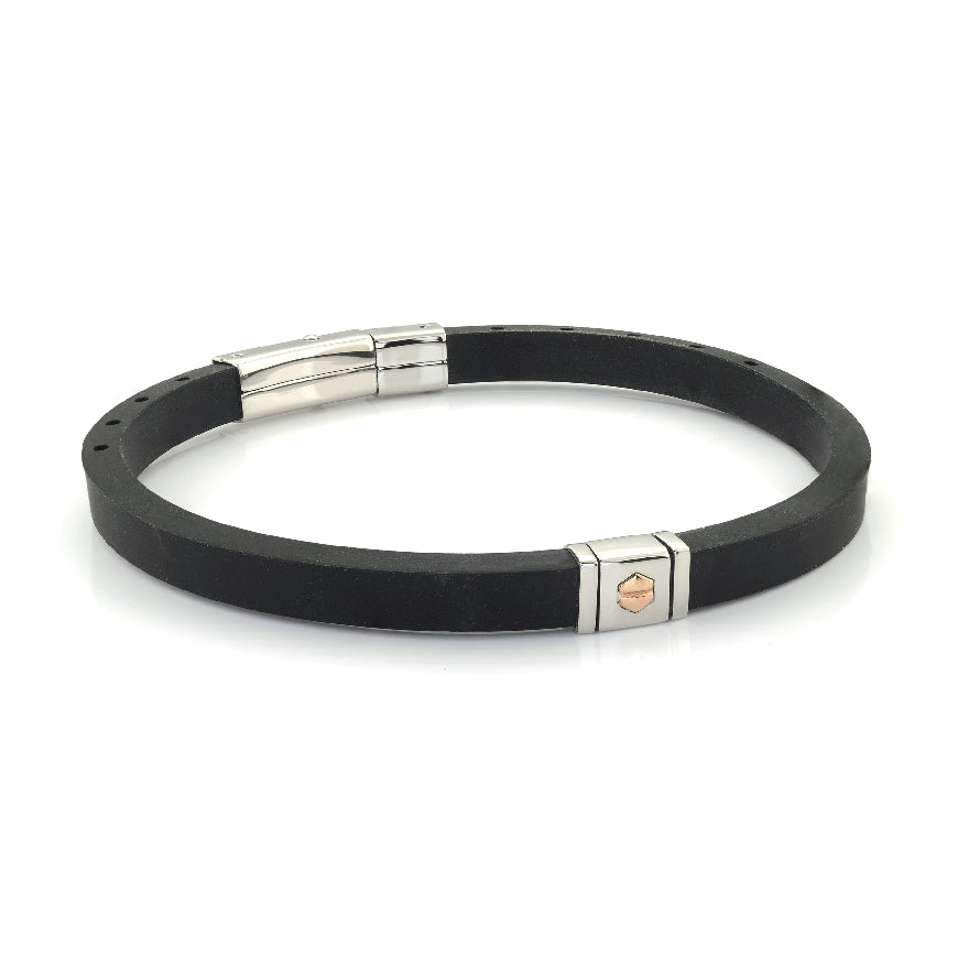 Italgem Stainless S. & Silicone Bracelet
Italgem Stainless Steel & Silicone Bracelet Accented with 9K Rose Gold
Bracelet Length 8'