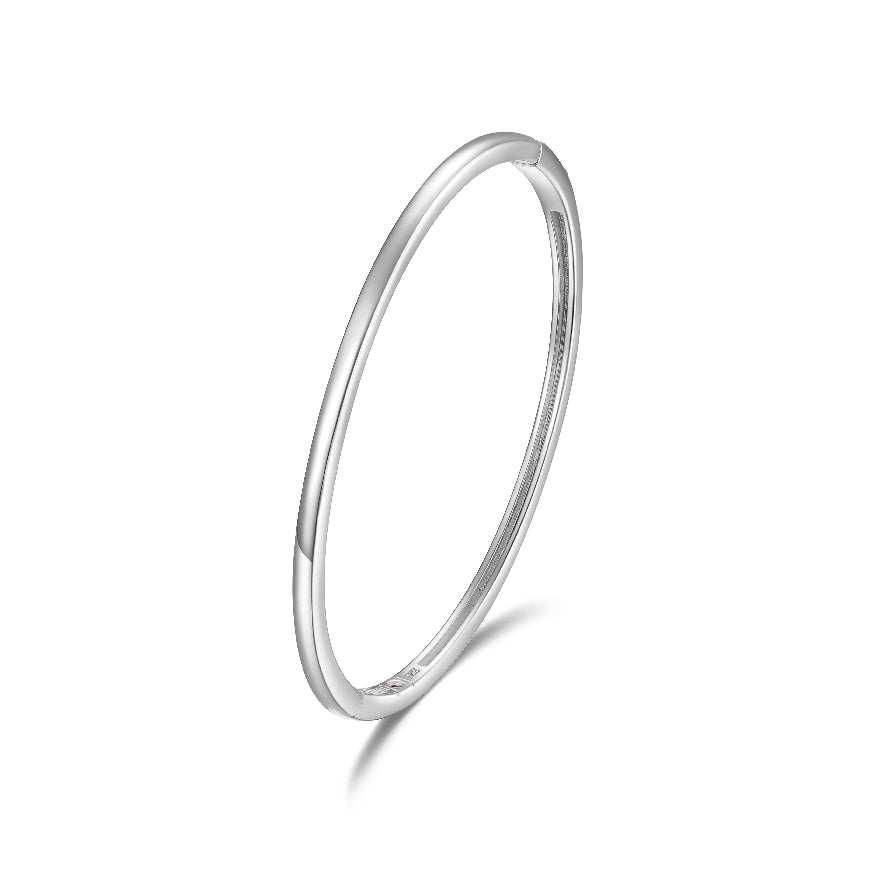 ELLE COLLECTION STERLING SILVER & GOLD/ RHODIUM PLATE
'SIMPATICO' 3MM BANGLE 6.75'