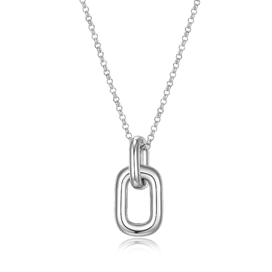 ELLE COLLECTION STERLING SILVER & RHODIUM PLATE
'SIMPATICO' INTERLINKED RECTANGLE NECKLACE 17'+3 LENGTH