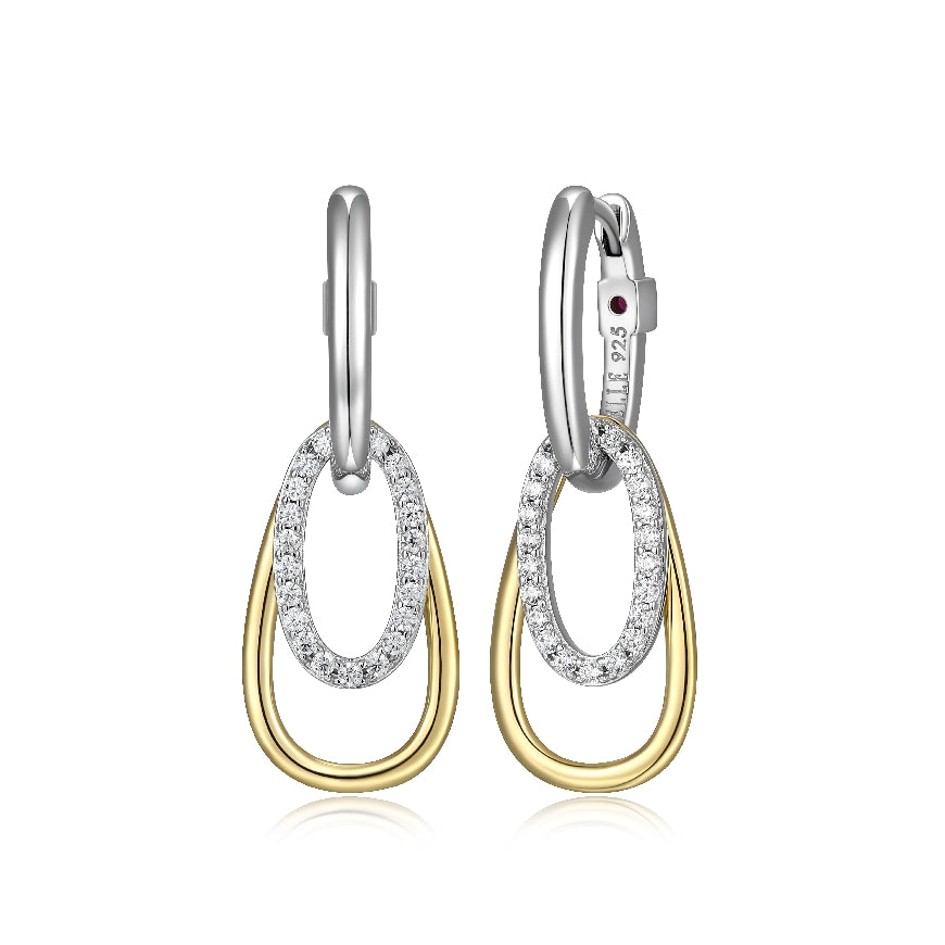 SS ELLE RHODIUM/ GOLD PLATED 'CIRCADIA' CUBIC ZIRCONIA EARRINGS
15X13MM