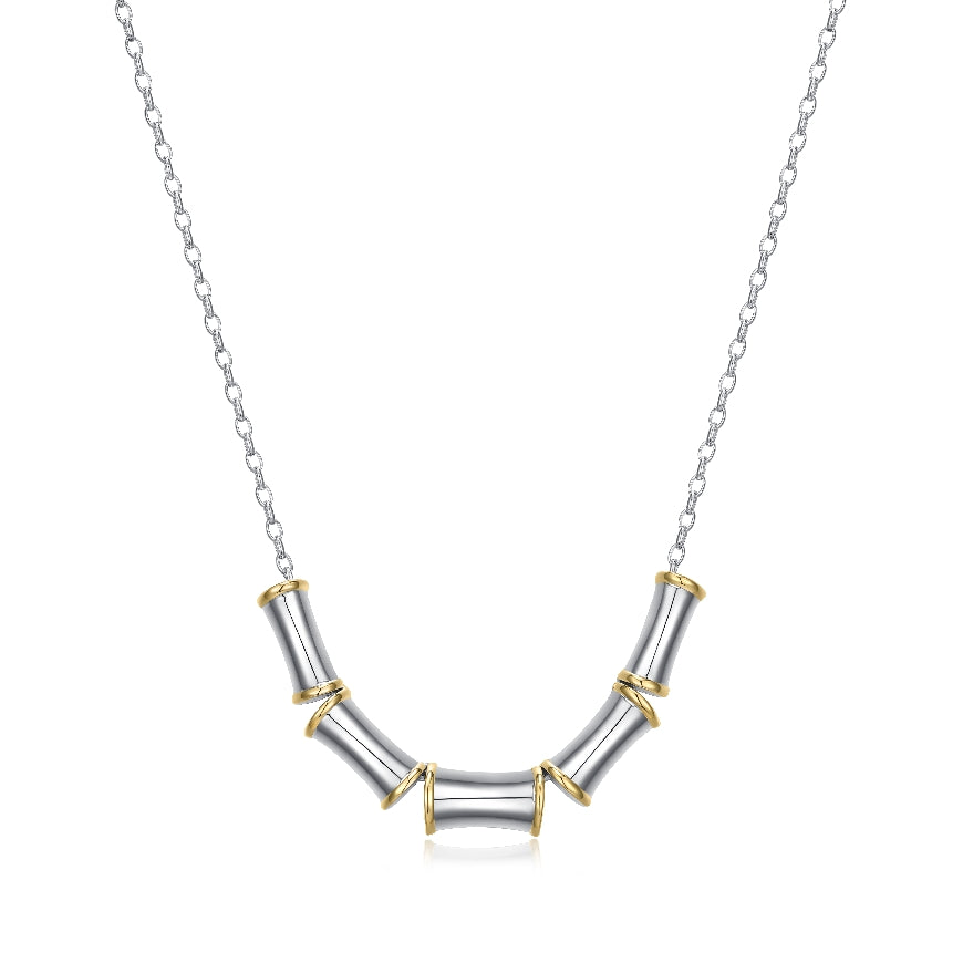 ELLE COLLECTION STERLING SILVER & GOLD/RHODIUM PLATE
'BAMBOO' NECKLACE 16+3' LENGTH