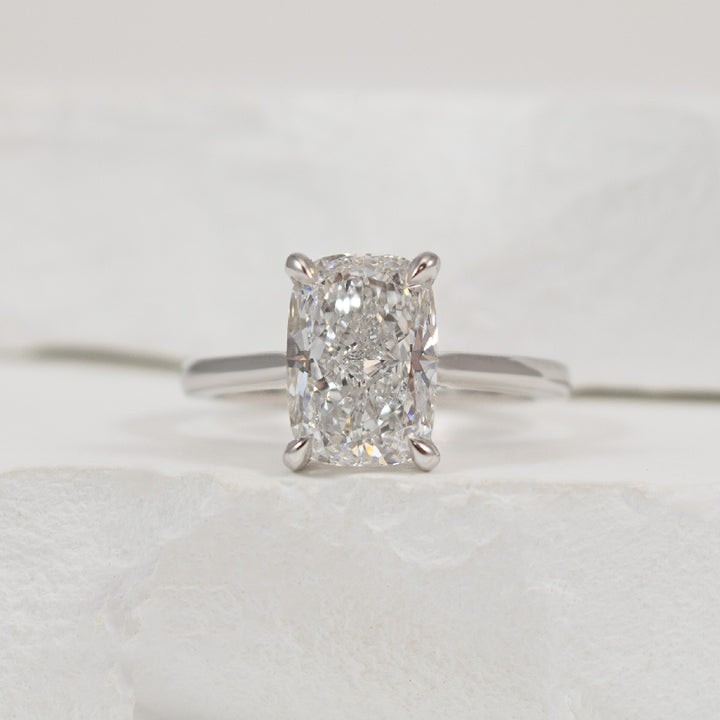14KW Elongated Cushion Cut Diamond Engagement Ring
14K White Gold Gabriel & Co. Lab Grown & Natural Diamond Elongated Cushion Cut Engagement Ring 
Center - 3.02 Carat Elongated Cushion Cut Lab Grown Diamond of VS1 Clarity, E Colour, Excellent/