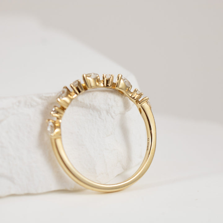 14KY Marquise & Round Brilliant Cut Diamond Band