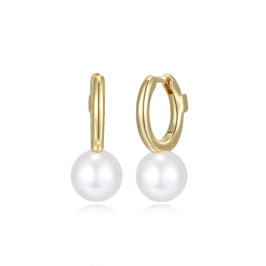 ELLE Collection 'Sympatico' Shell Pearl Hoops
ELLE Collection Gold Plated Sterling Silver 8mm Shell Pearl 12mm Hoop Earrings