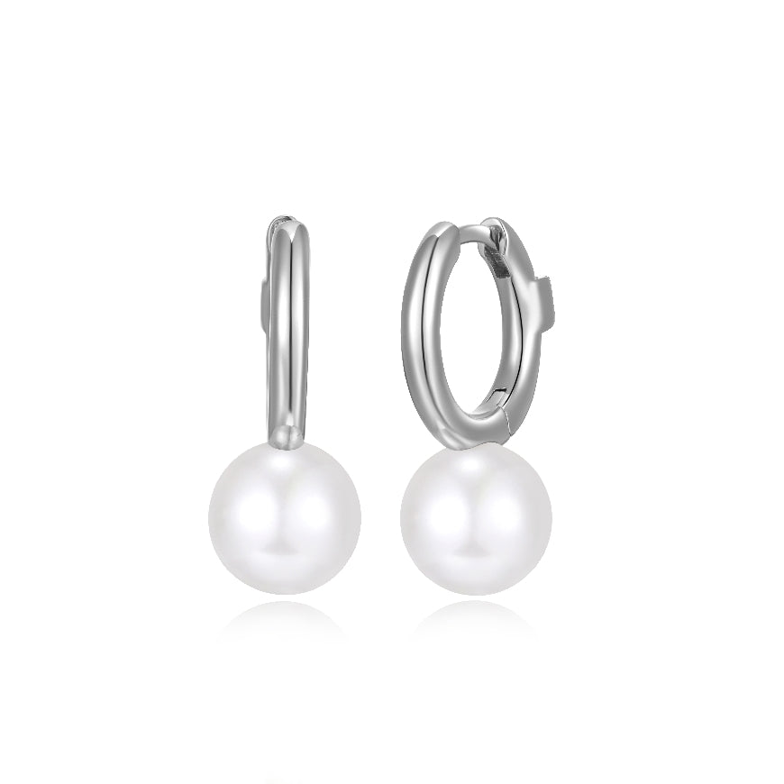 ELLE Collection 'Sympatico' Shell Pearl Hoops
ELLE Collection Rhodium Plated Sterling Silver 8mm Shell Pearl 12mm Hoop Earrings