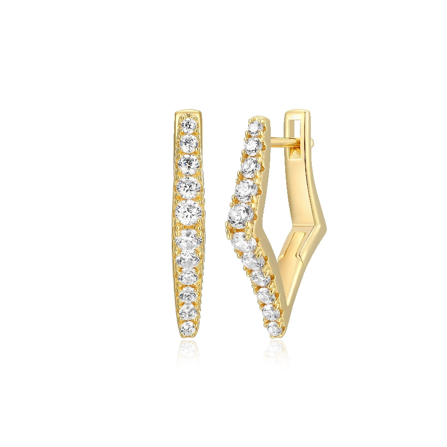 REIGN COLLECTION STERLING SILVER & 23K GOLD PLATE
CUBIC ZIRCONIA GEOMETRIC HOOP EARRINGS