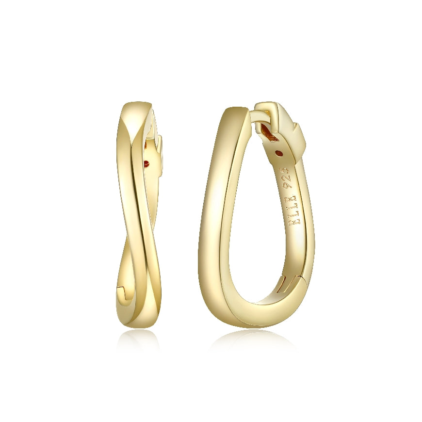 ELLE COLLECTION STERLING SILVER & GOLD PLATE
'LUNA' CURVED HOOPS 20MM
