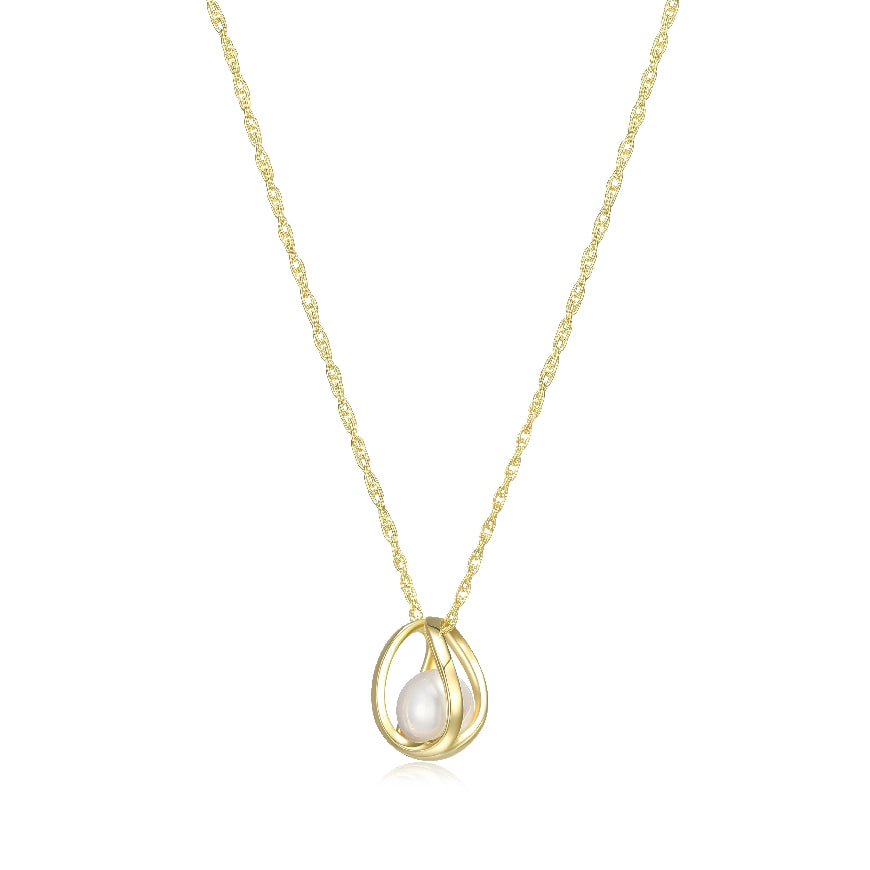 ELLE COLLECTION STERLING SILVER & GOLD PLATE
'LUNA' FRESHWATER PEARL NECKLACE 7.5-8MM 17+3' LENGTH