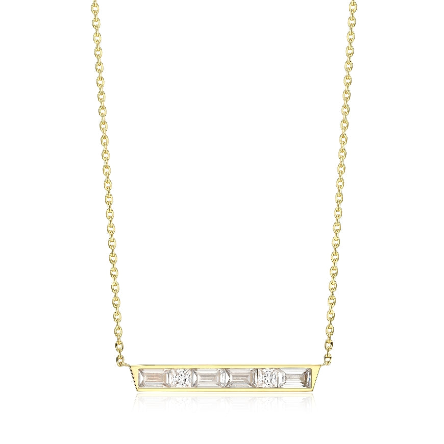 ELLE Collection 'Baguette' Bar Necklace
ELLE Collection Gold Plated Sterling Silver 'Baquette' Cubic Zirconia Bar Necklace
Chain Length 16 +3'