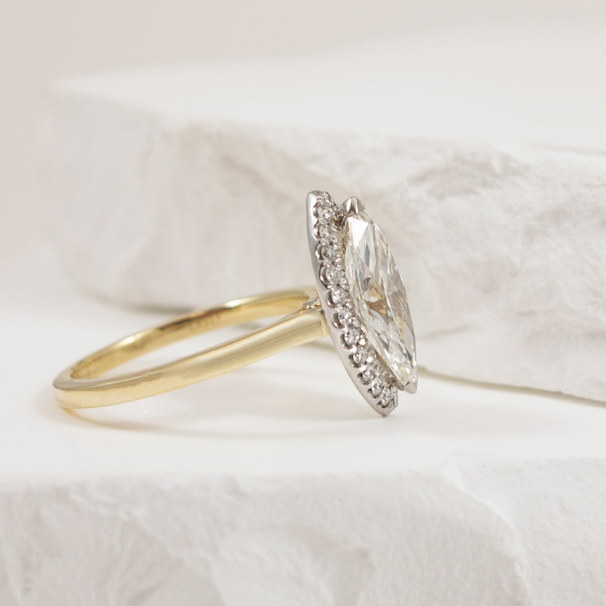 14KY 2.04CT Marquise Halo Diamond Engagement Ring