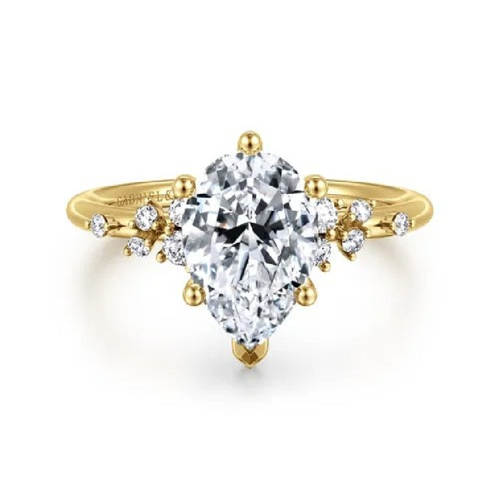 14KY Gabriel & Co. Diamond Engagement Ring           

14 Karat Yellow Gold Gabriel & Co. Lab Grown Pear Cut Diamond Accented Engagement Ring 

Center - 2.00 Carat Pear Cut Lab Grown Diamond of VS1 Clarity, E Colour, Excellent/ Excellent Cut, IGI
