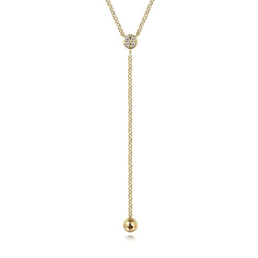 14KY Gabriel & Co. Bujukan Y-Knot Necklace

14K Yellow Gold Bujukan Y-Knot Diamond Drop Necklace

0.03 Total Diamond Weight SI1-2 Clarity, GH Colour  

S2264980

16' Adjustable Chain Length 
