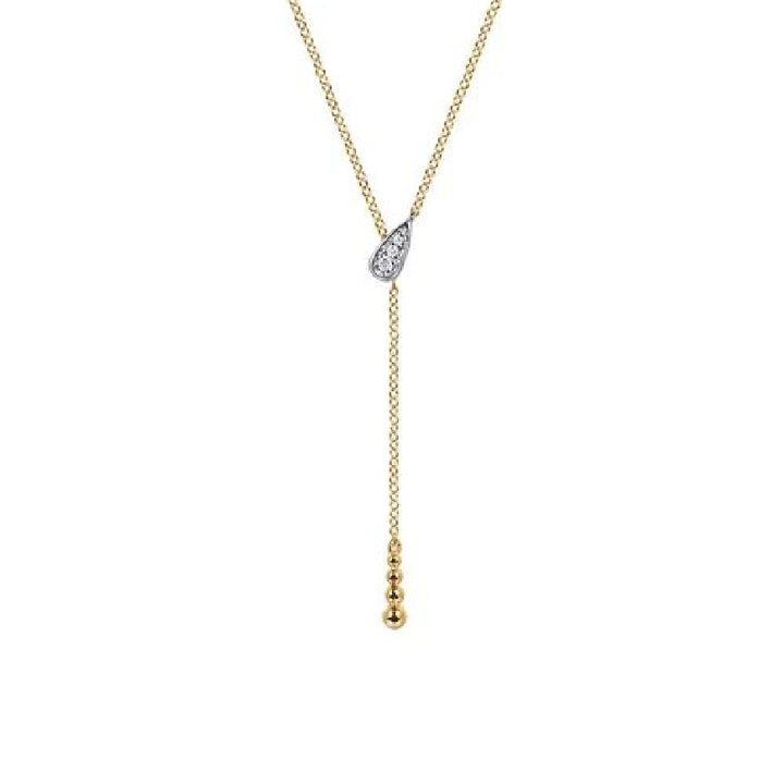 14KY Gabriel & Co. Bujukan Dog Paw Necklace

14K White & Yellow Gold Bujukan Diamond Y Necklace

0.03 Carats Total Diamond Weight of SI1-2 Clarity, GH Colour 

S2264981

17.5' Adjustable Chain Length 
