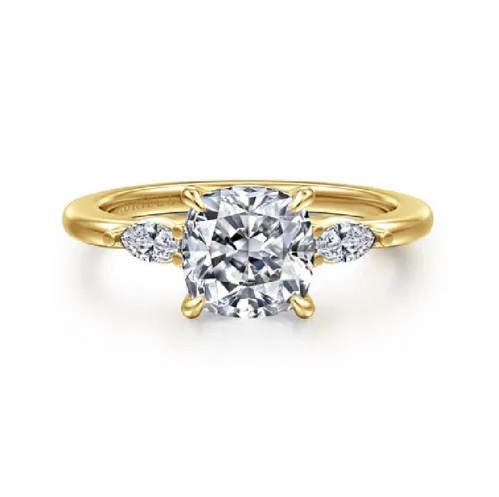 14KY Gabriel & Co. Diamond Engagement Ring           

14 Karat Yellow Gold Gabriel & Co. Lab Grown Cushion Cut Diamond Accented Engagement Ring 

Center - 2.04 Carat Cushion Cut Lab Grown Diamond of VVS2 Clarity, E Colour, Excellent/ Excellent C