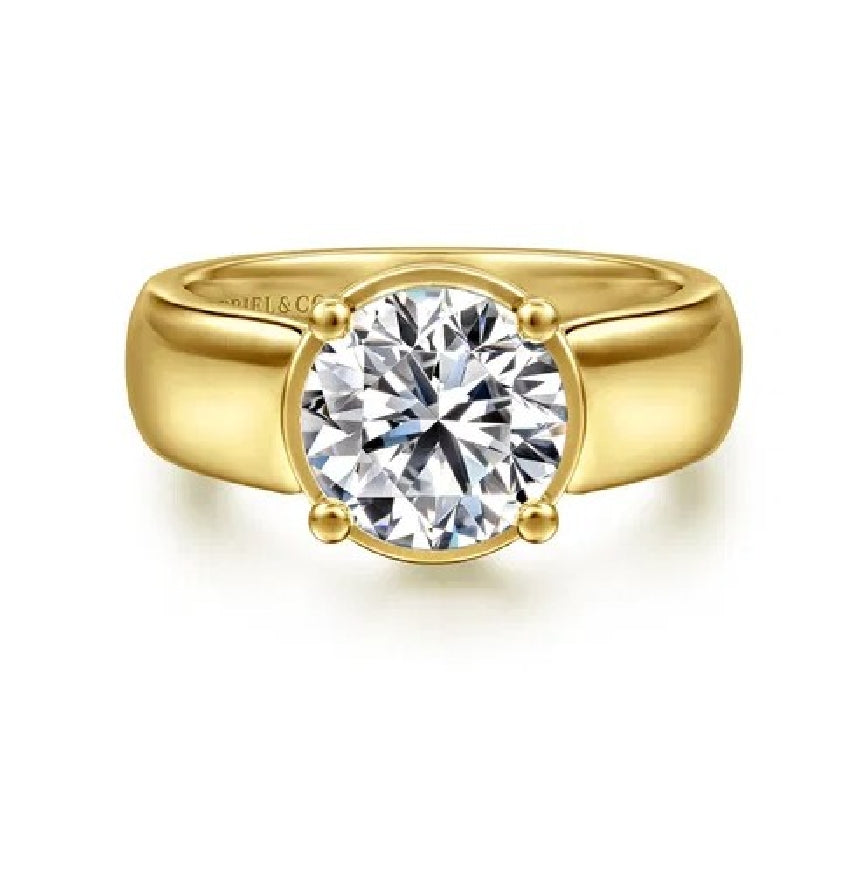 14KY Gabriel & Co. Diamond Engagement Ring           

14 Karat Yellow Gold Gabriel & Co. Lab Grown Round Brilliant Cut Solitaire Diamond Engagement Ring 

Center - 2.50 Carat Round Brilliant Cut Lab Grown Diamond of VVS2 Clarity, E Colour, Ideal